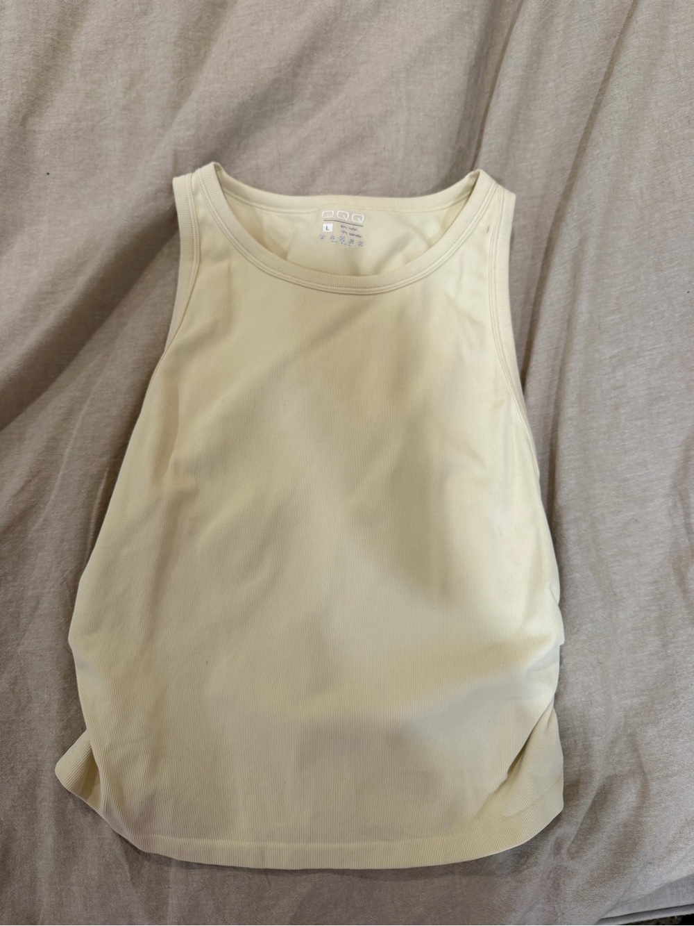 Women's Cream Ribbed sinching Tank Top